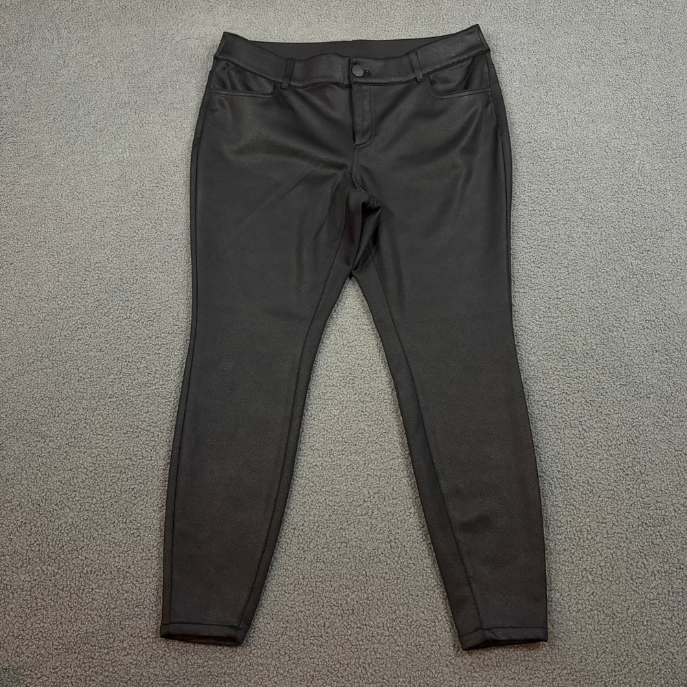 Lane Bryant Pants Womens 14 Black Faux Leather Coated Skinny Leg Edgy 583199